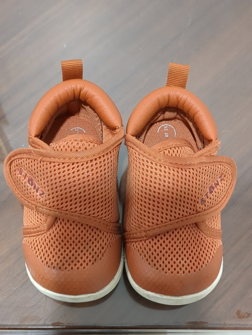 Stonz Size 12-18 Months Kids Breathable Mesh Sneakers - Tan Worn 2-3X